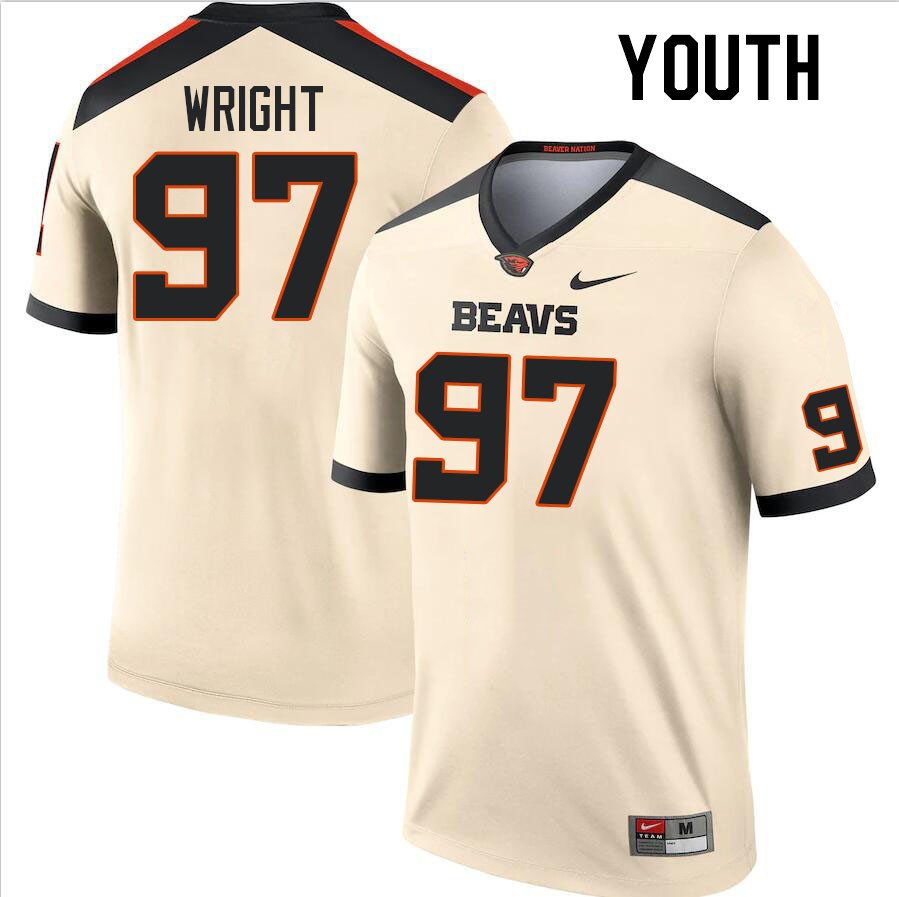 Youth #97 Quincy Wright Oregon State Beavers College Football Jerseys Stitched Sale-Cream